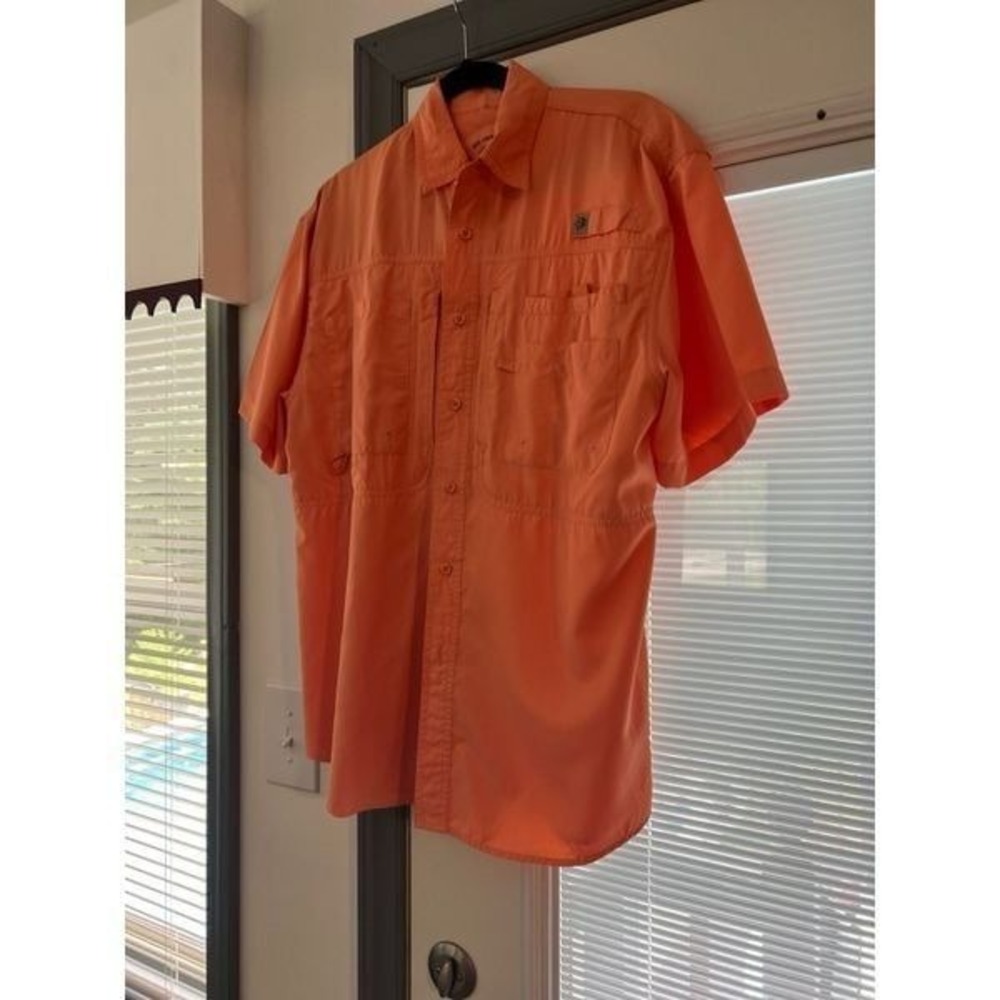 Reel legends orange mens fishing shirt size small